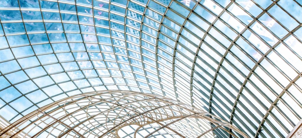 Glass ceiling in rounded architecture
