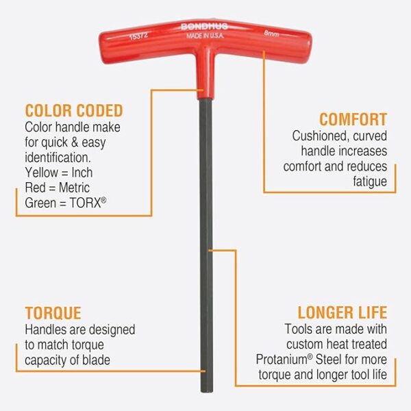 8 Piece Metric T-Shape Hex Key Set - Image 2