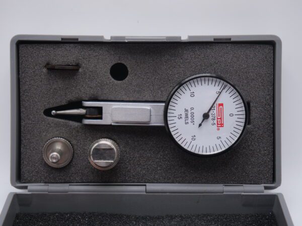 Dial Test Indicator – 1-1/4″ White Dial, 0.0005″ Graduation, Calibrated (SPI #21-378-5)